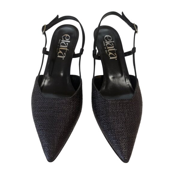 Elata Raffia Black Patent Leather Slingbacks (8) - Picture 2 of 3